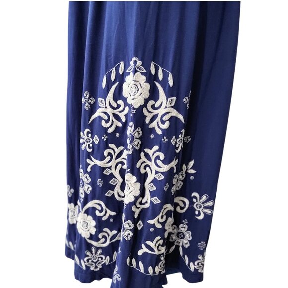 JOHNNY WAS Blue Embroidered Long Cotton Boho Maxi Dress - Women's Plus Size 2X - Picture 4 of 6
